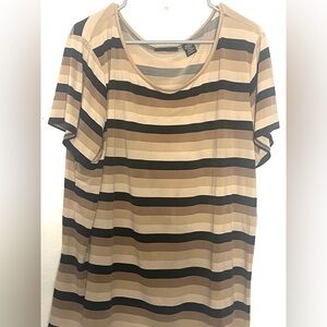 Apostrophe Brown Striped Short Sleeve Top